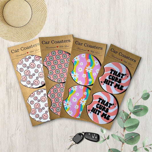 Retro Floral Car Coasters