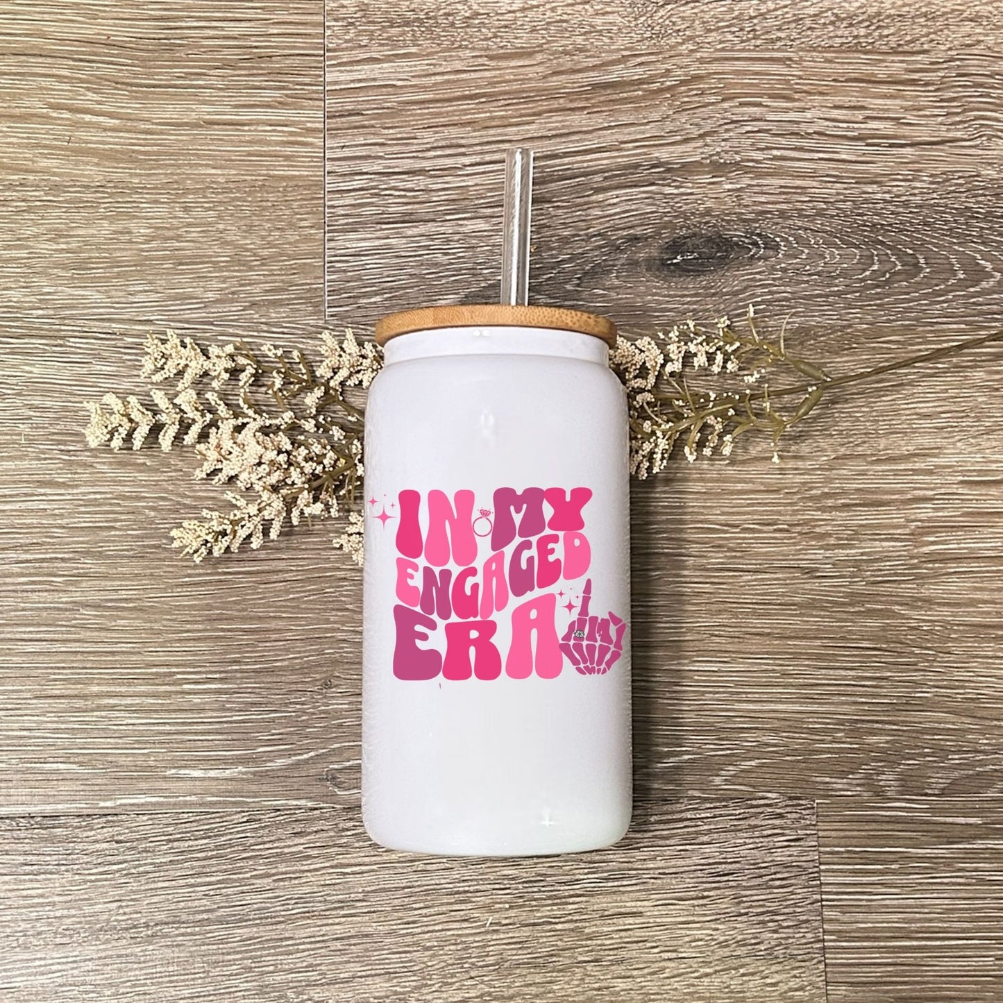 Personalized Engagement Glass Can w/Skeleton Hand