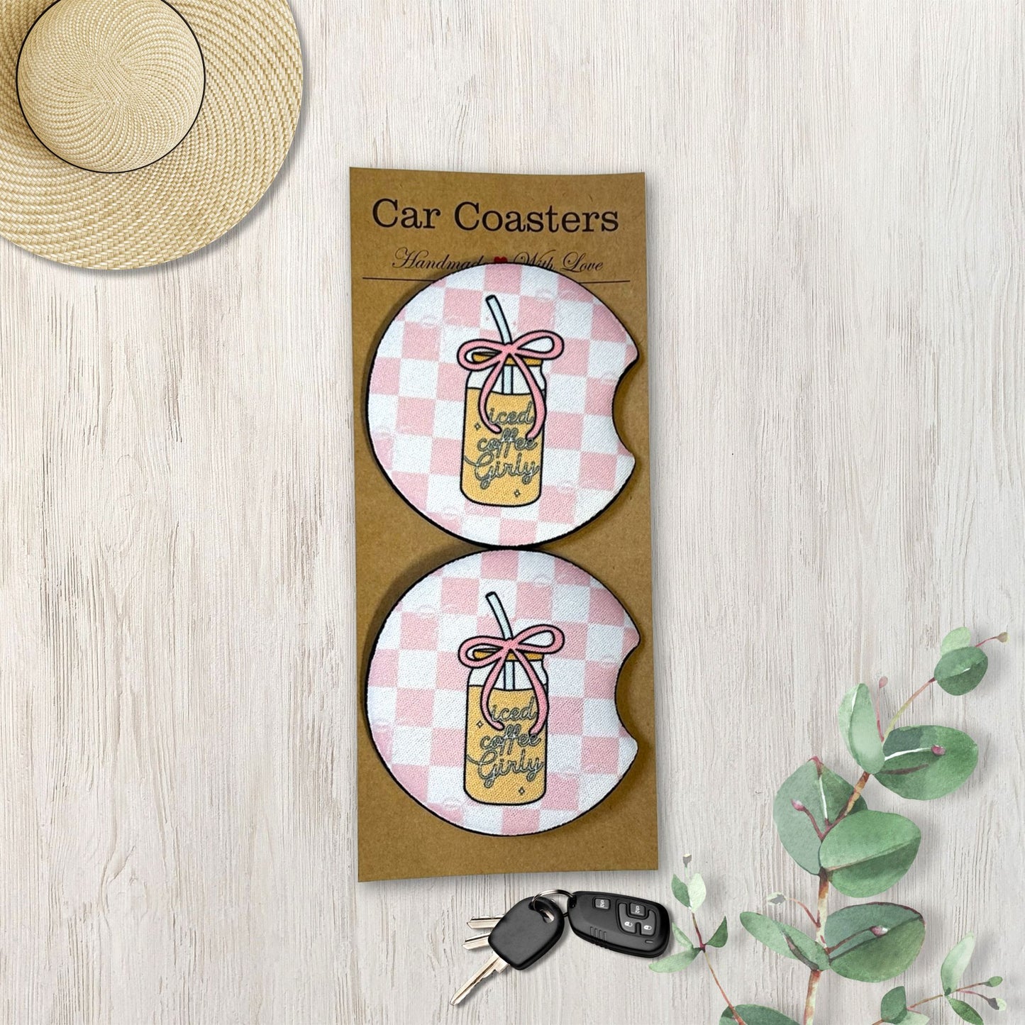 Iced Coffee Girly Car Coasters