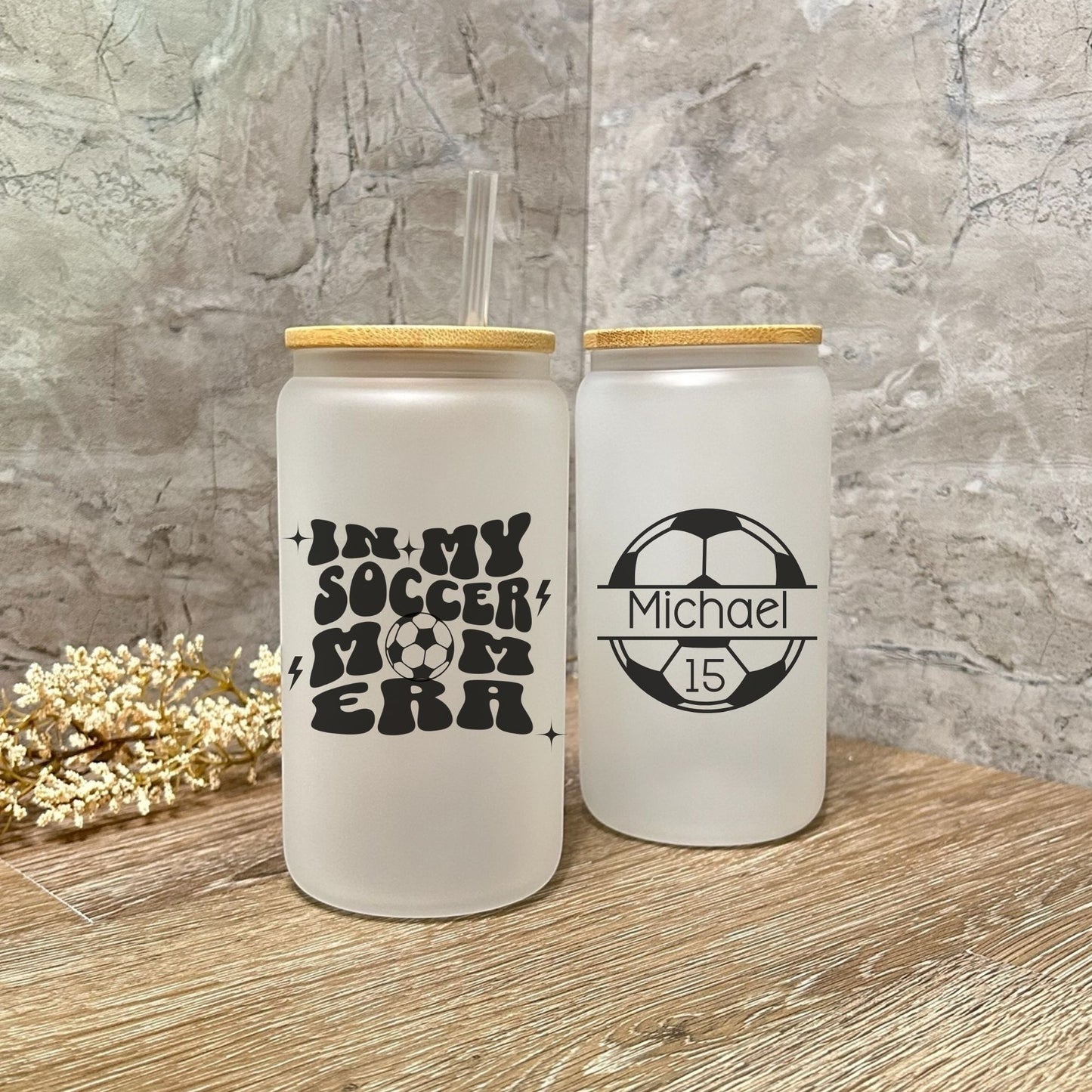 Soccer Mom Personalized Glass Can