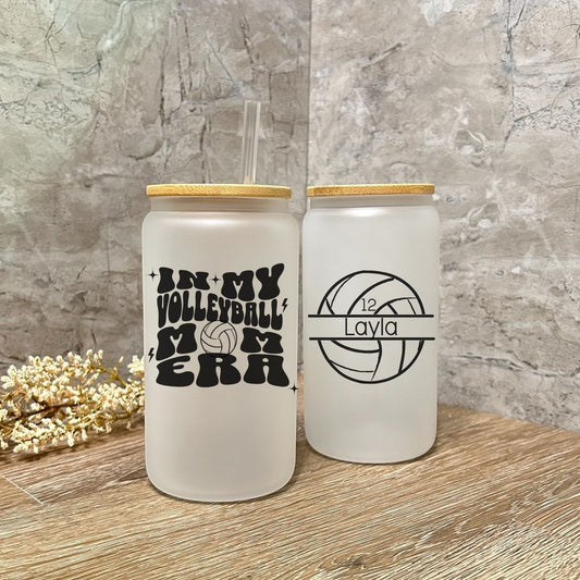 Volleyball Mom Glass Can Team Mom Gift