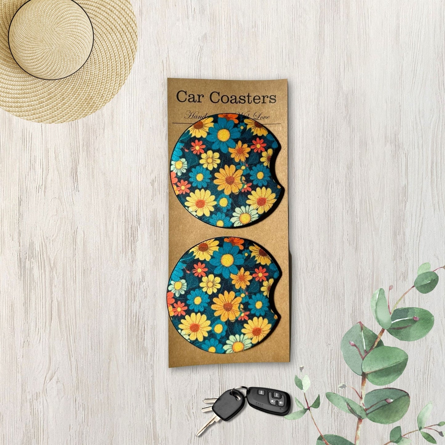 Floral Retro Car Coasters