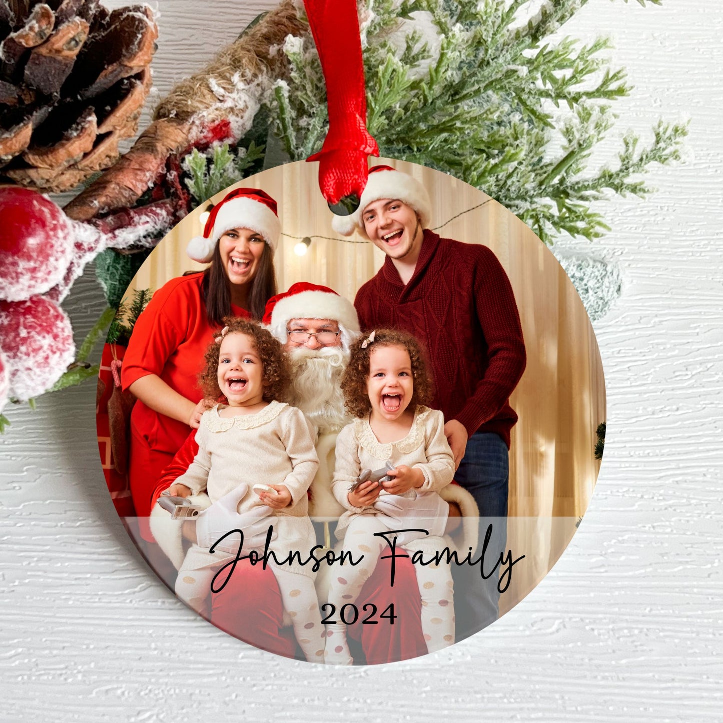 Santa Picture Custom Family Christmas Ornament